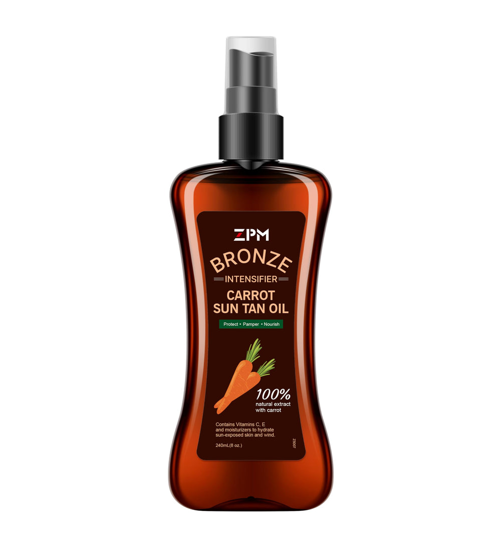 Jeallis Carotte Sun huile bronzante en bouteille spray, hydratation légère.