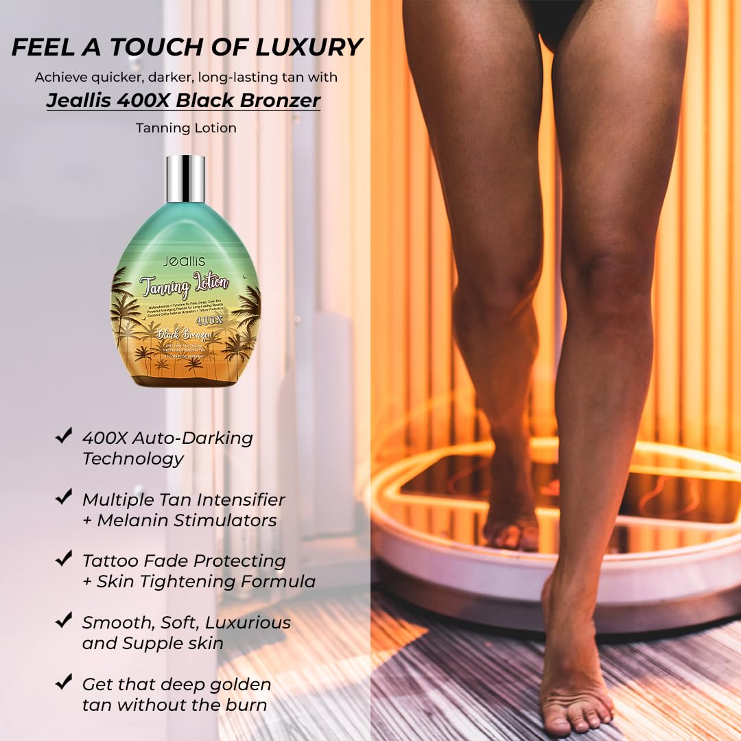 Jeallis Extreme Dark Tanning Lotion — application facile sur la peau et hydratation durable.