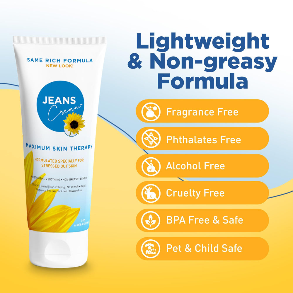 Jeans Cream relief brulure solaire suggère réduction de l'inconfort