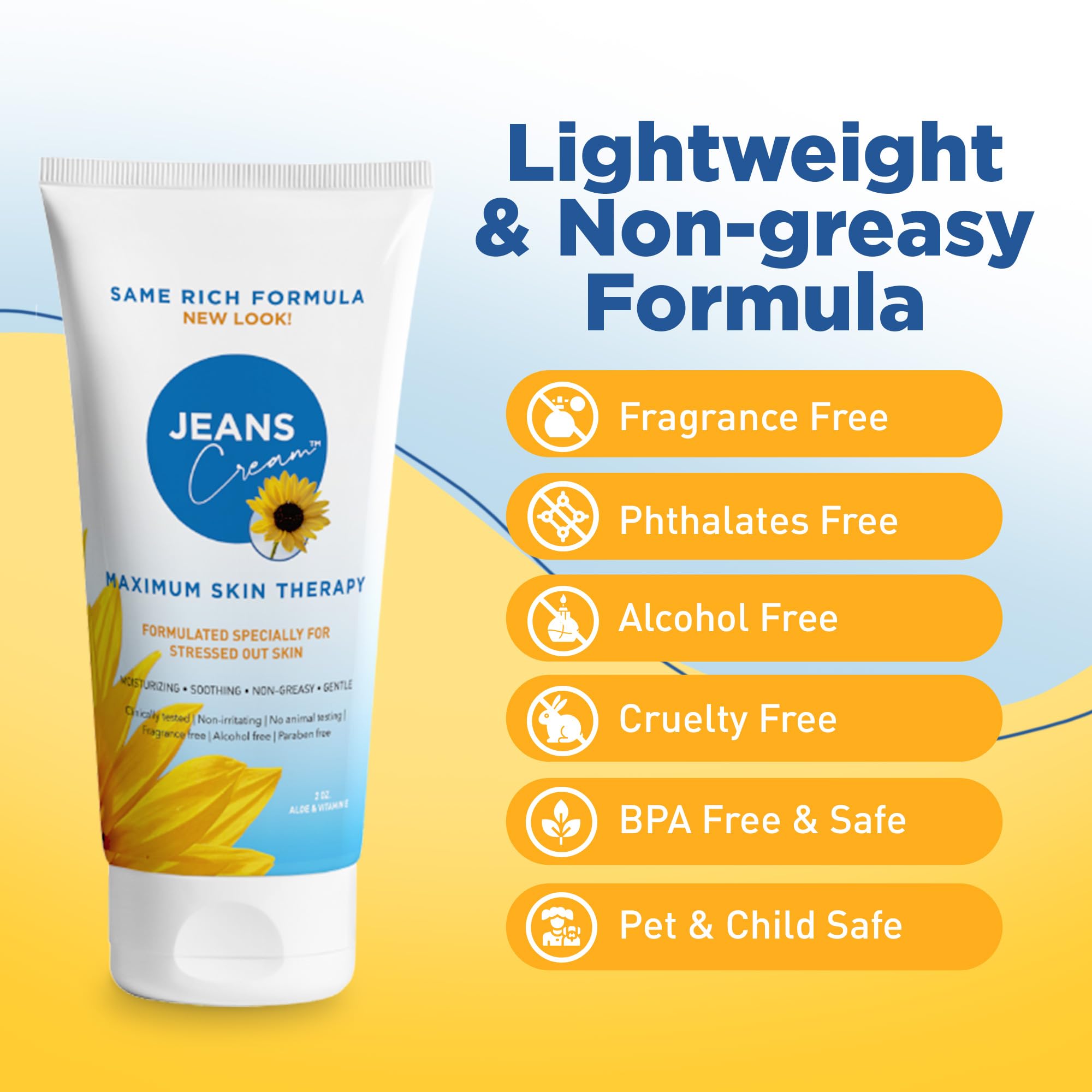 Jeans Cream: Reparation-peau favorise confort et régénération légère.
