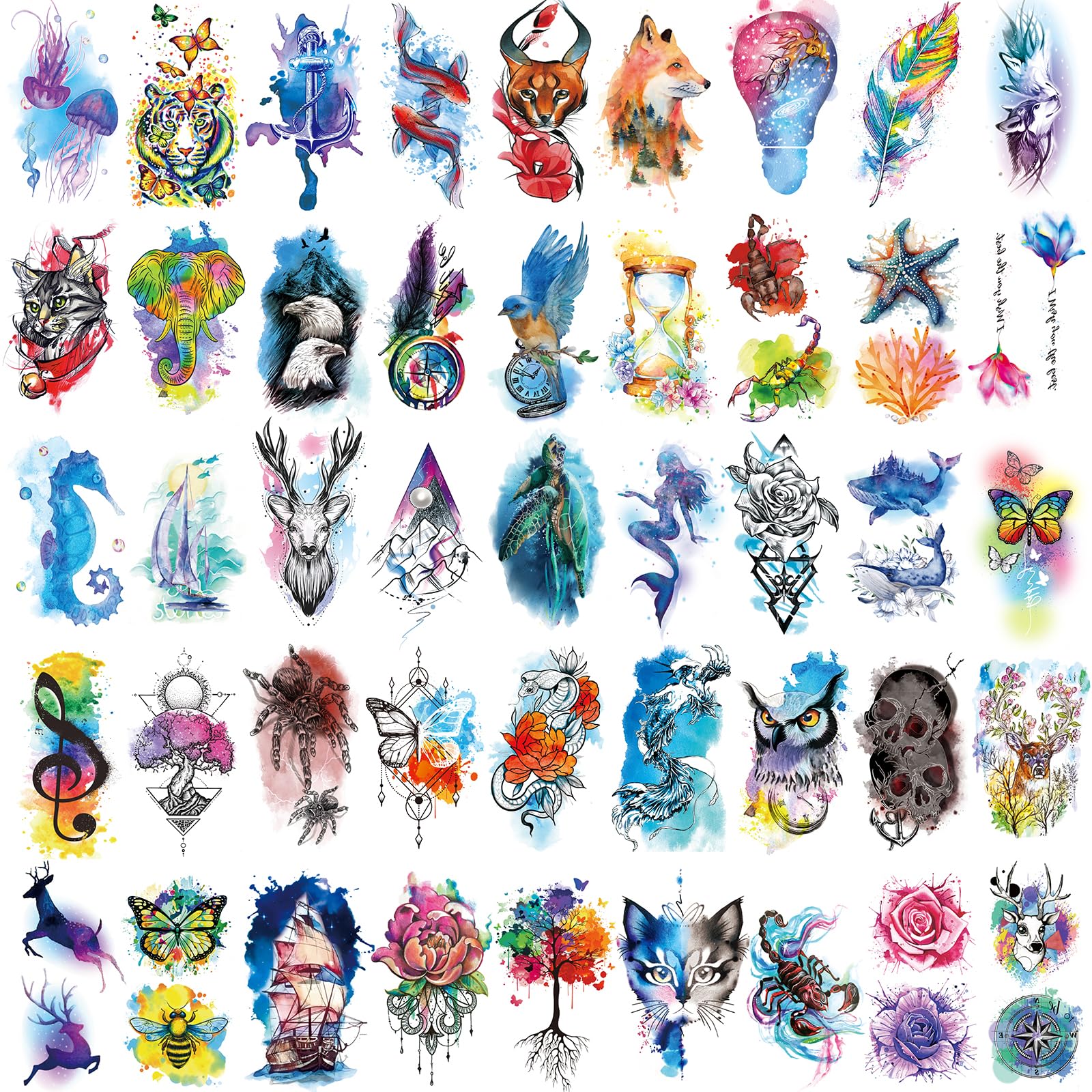 Tatouages demi-bras JEEFONNA fleurs et hibou, style expressif pour le bras.