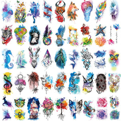 Tatouages demi-bras JEEFONNA fleurs et hibou, style expressif pour le bras.