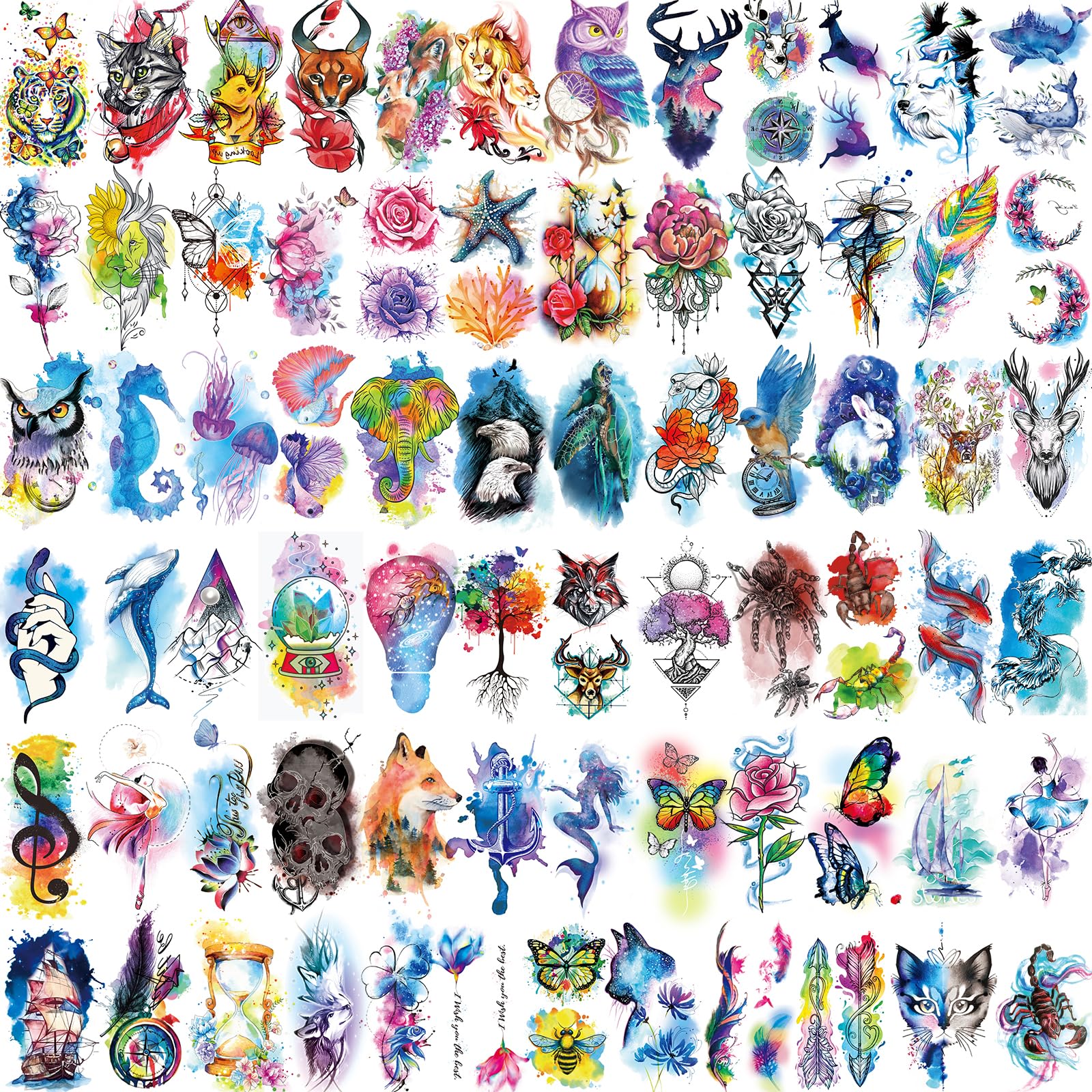 Tatouages petits JEEFONNA 72 feuilles, motifs miniatures durables et faciles à poser.