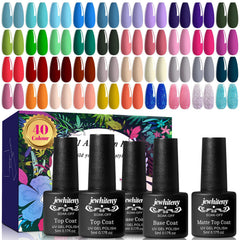 JEWHITENY ensemble vernis gel 40 couleurs pour des looks variés et durables.
