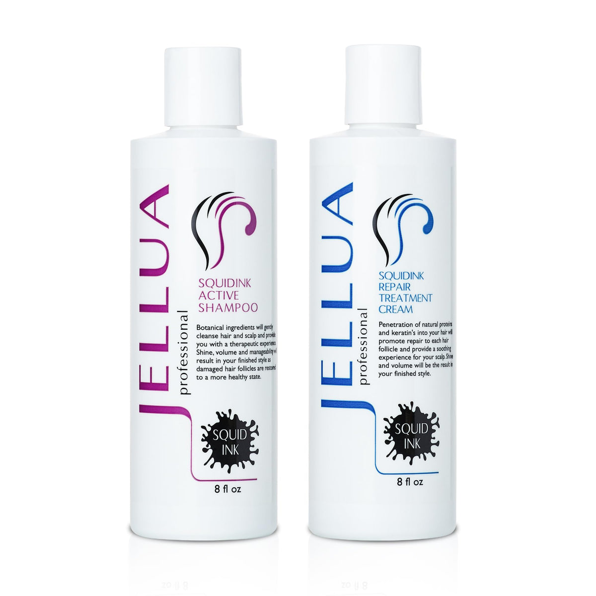 Shampoing actif Jellua Squidink purifiant le cuir chevelu et nourrissant les cheveux.