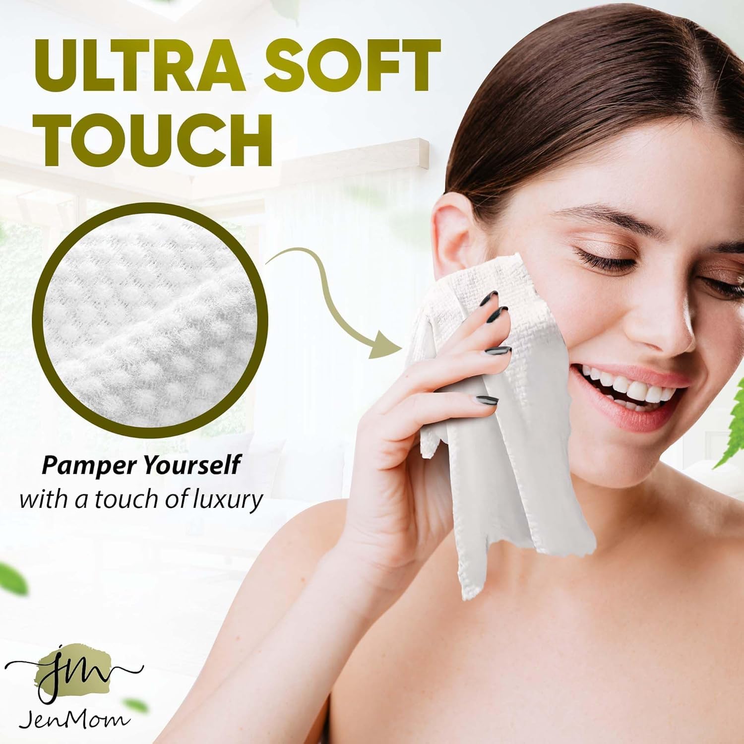 JenMom texture double douceur pour le visage, élimination douce du maquillage sans résidu.