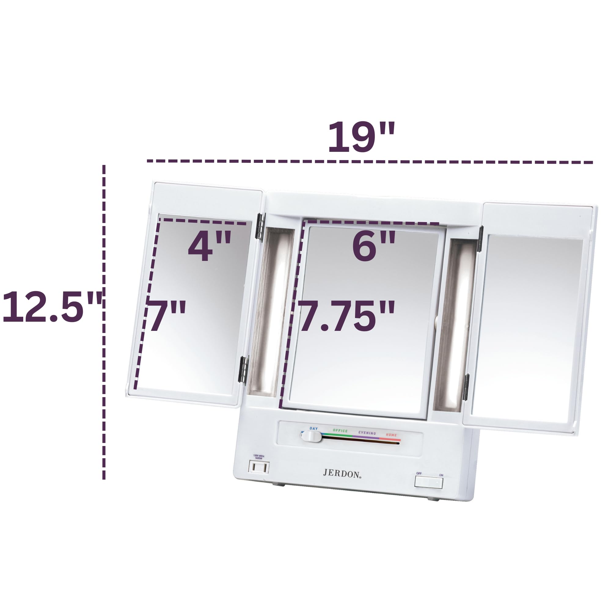 Miroir JERDON compact et portable pour gagner de l'espace.