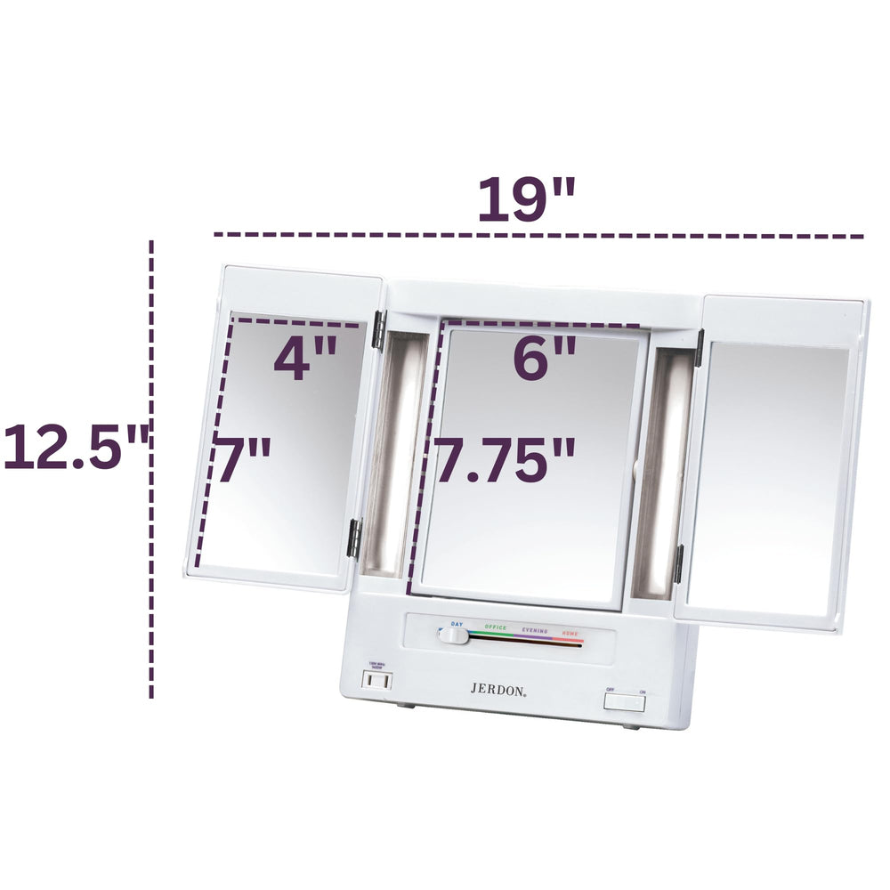 Miroir JERDON compact et portable pour gagner de l'espace.