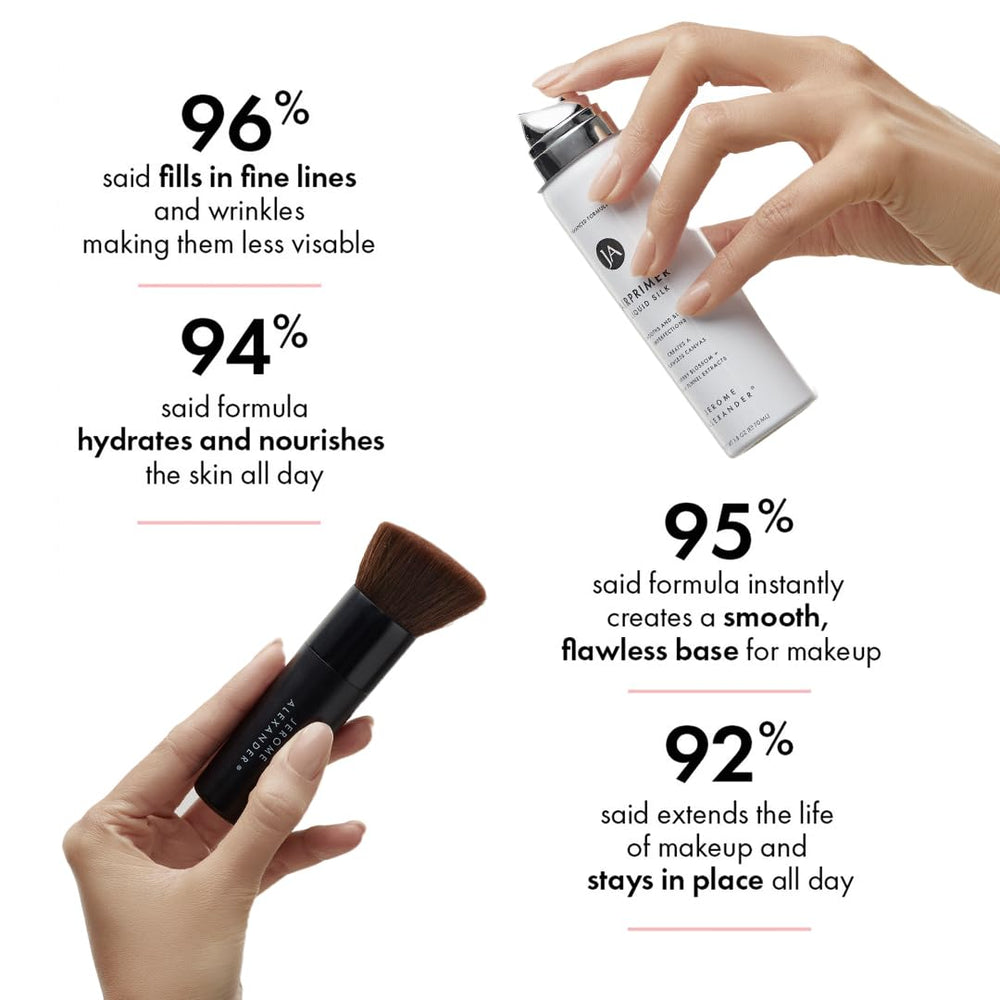 Jerome Alexander LiquidSilk Air Primer, idéal sous le fond de teint pour une finition lisse et naturelle.