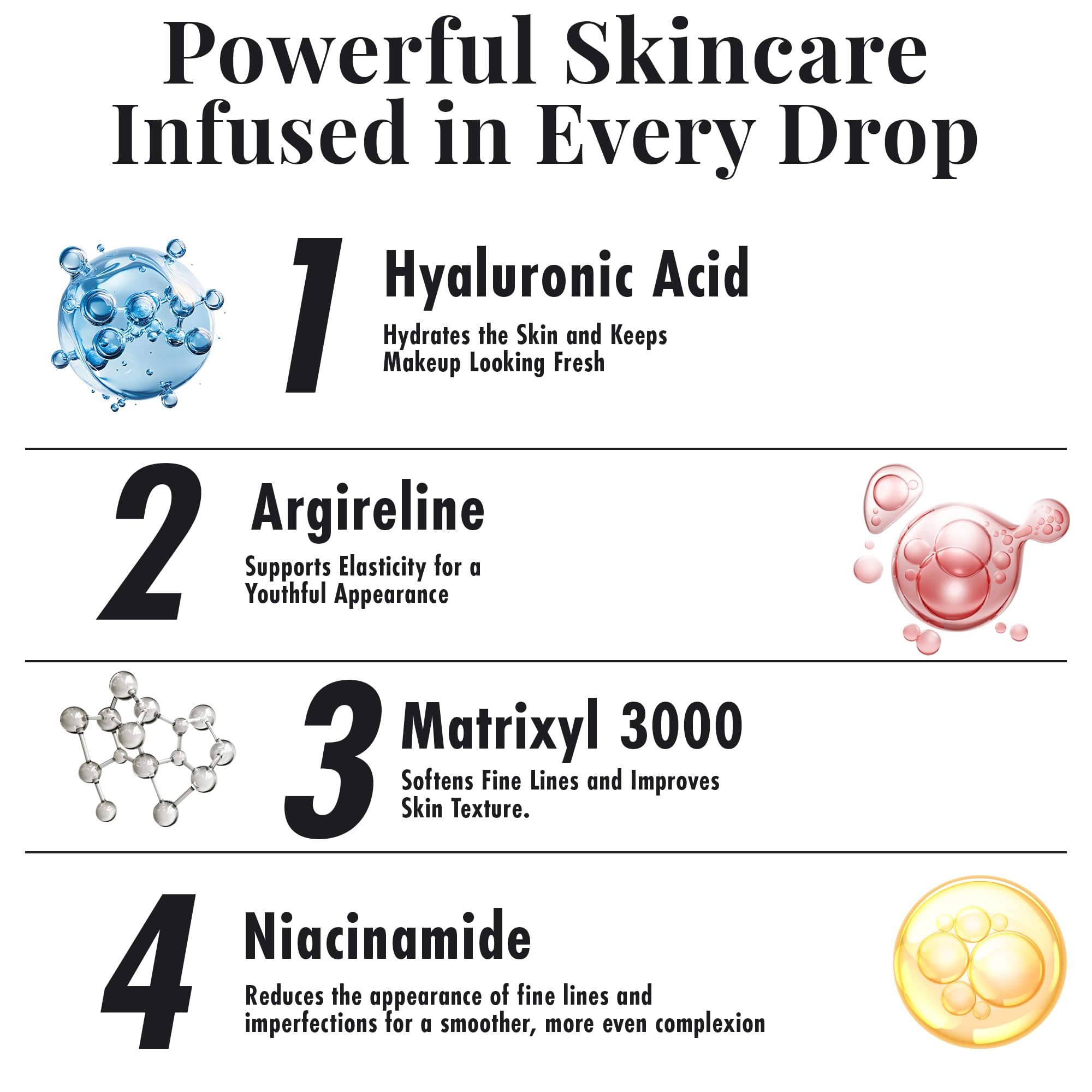 Jerome Alexander MagicMinerals AirBrush Foundation – acide hyaluronique pour hydratation et élasticité