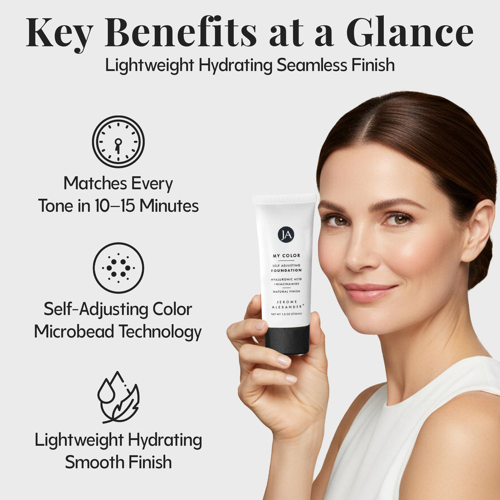 Jerome Alexander natural-matte finish for a lasting, radiant look.