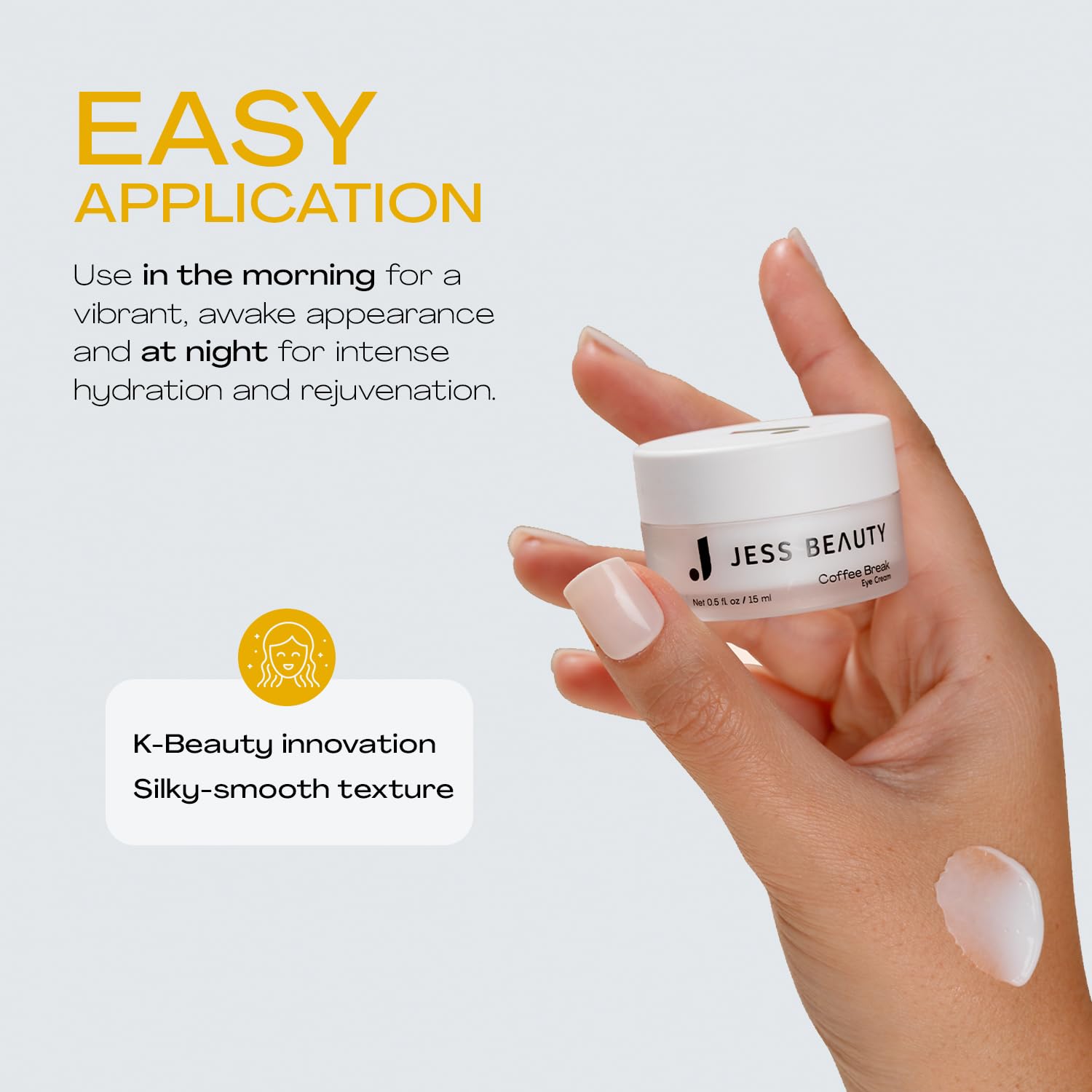 JESS BEAUTY Pause Café Crème Yeux application ciblée autour du contour des yeux.