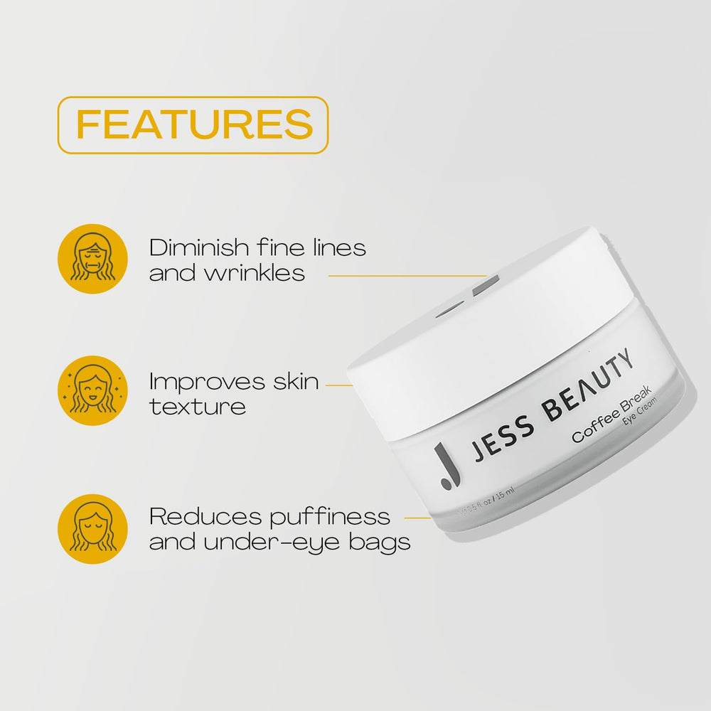 JESS BEAUTY Pause Café Crème Yeux emballage minimaliste facilitant l’usage quotidien.