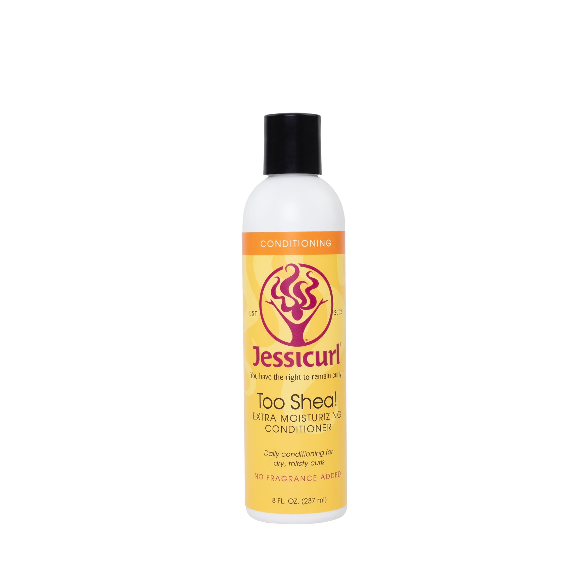 La bouteille Jessicurl Too Shea hydrate doucement les boucles sans parfum.