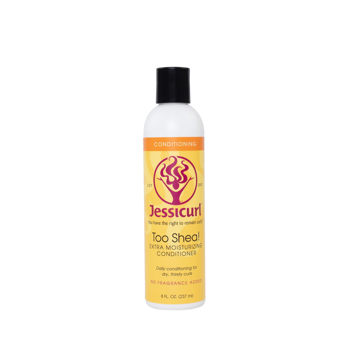 La bouteille Jessicurl Too Shea hydrate doucement les boucles sans parfum.