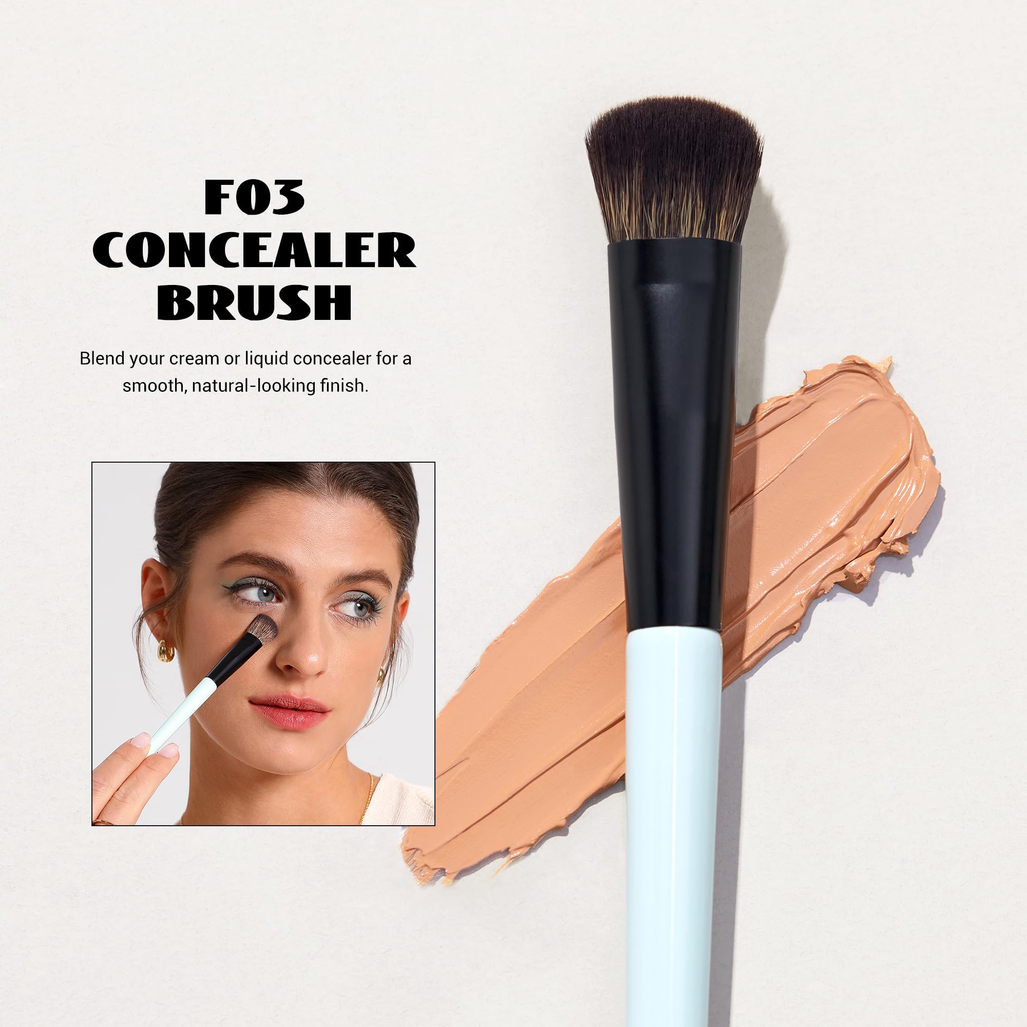 Duo extremites Jessup bleu, pinceaux doubles pour teint et contour