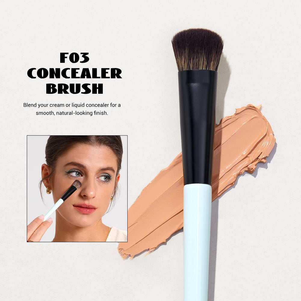 Duo extremites Jessup bleu, pinceaux doubles pour teint et contour
