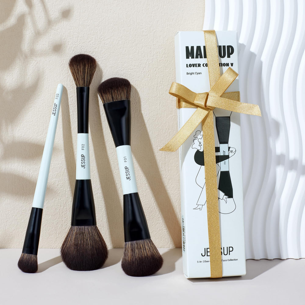 Ensemble cyan Jessup bleu, set brosses maquillage visage complet