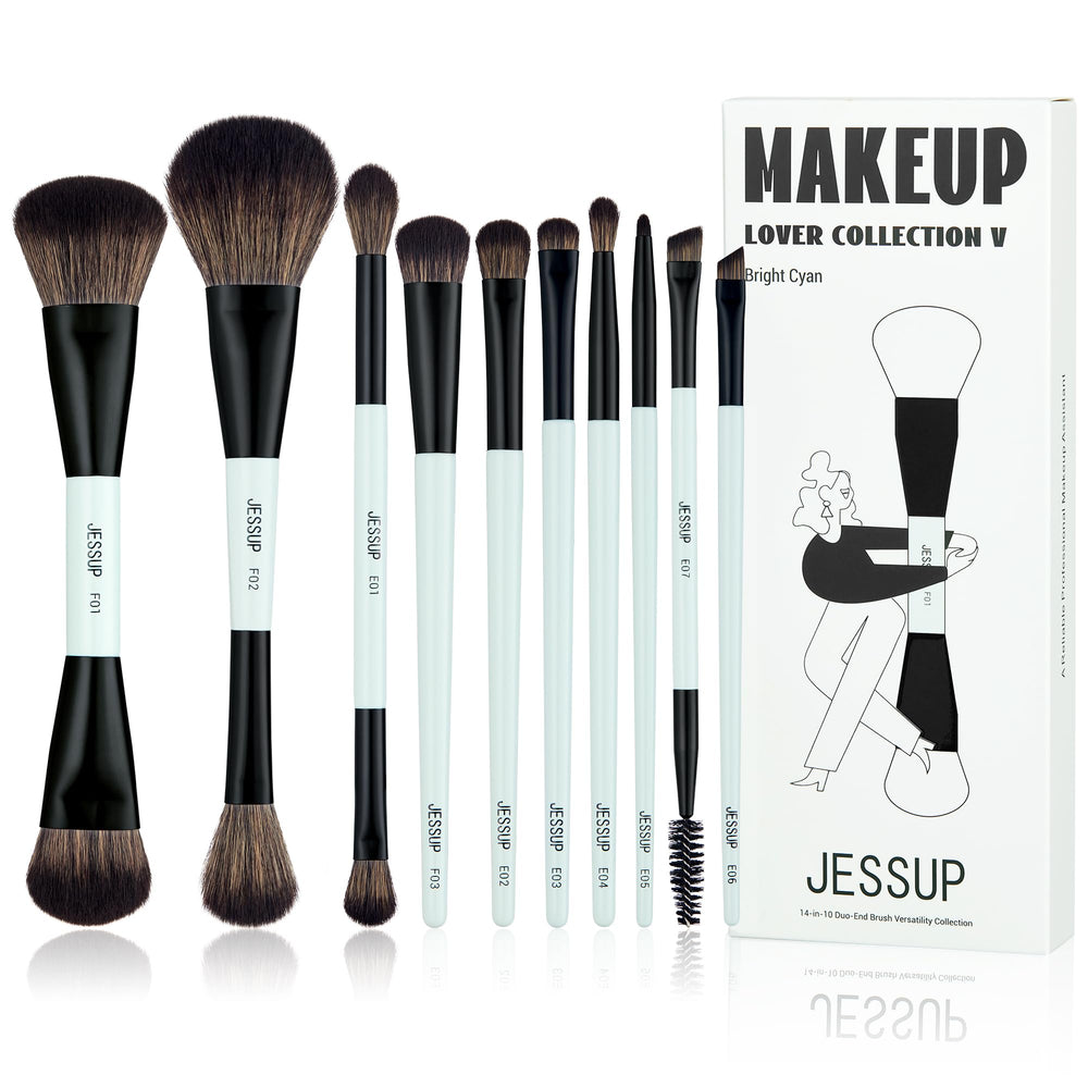 Pinceaux Jessup ensemble 10 pièces pour visage et yeux, fini élégant et application précise.