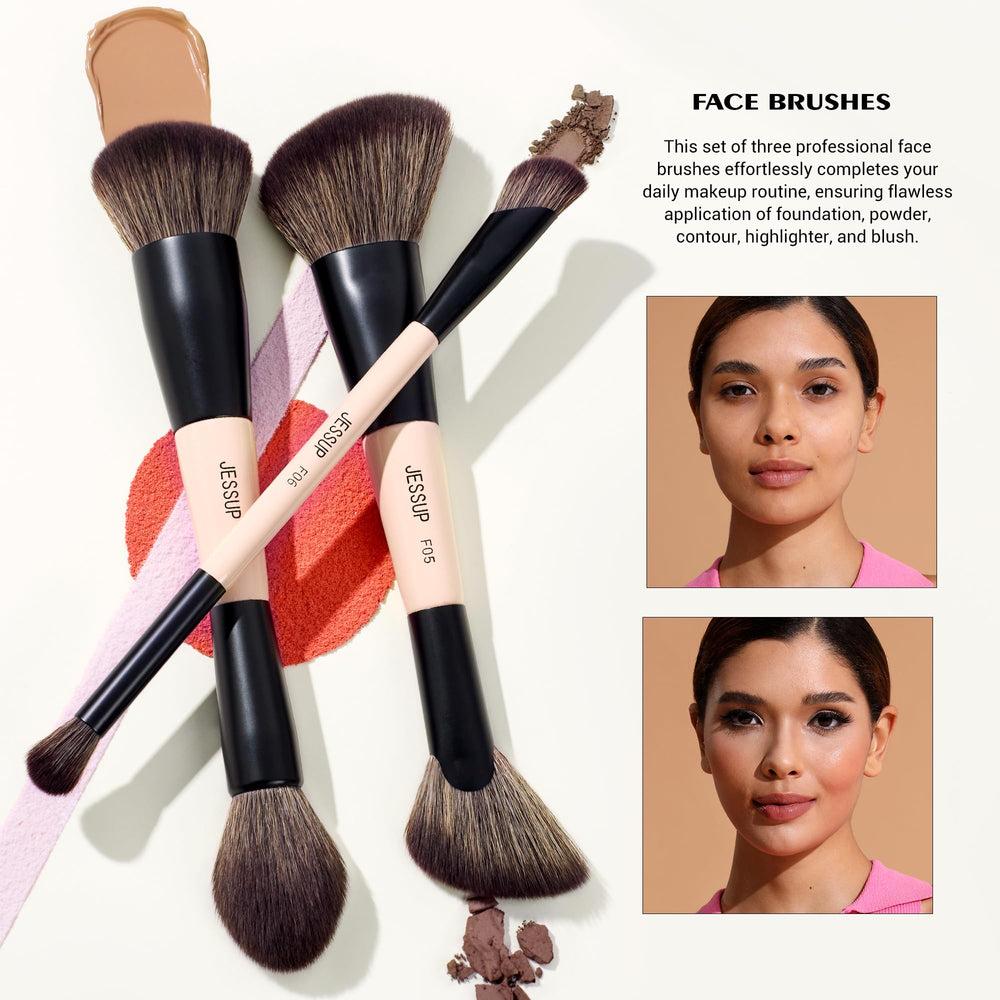 Pinceau oeil Jessup double-face pour ombres et application nette.