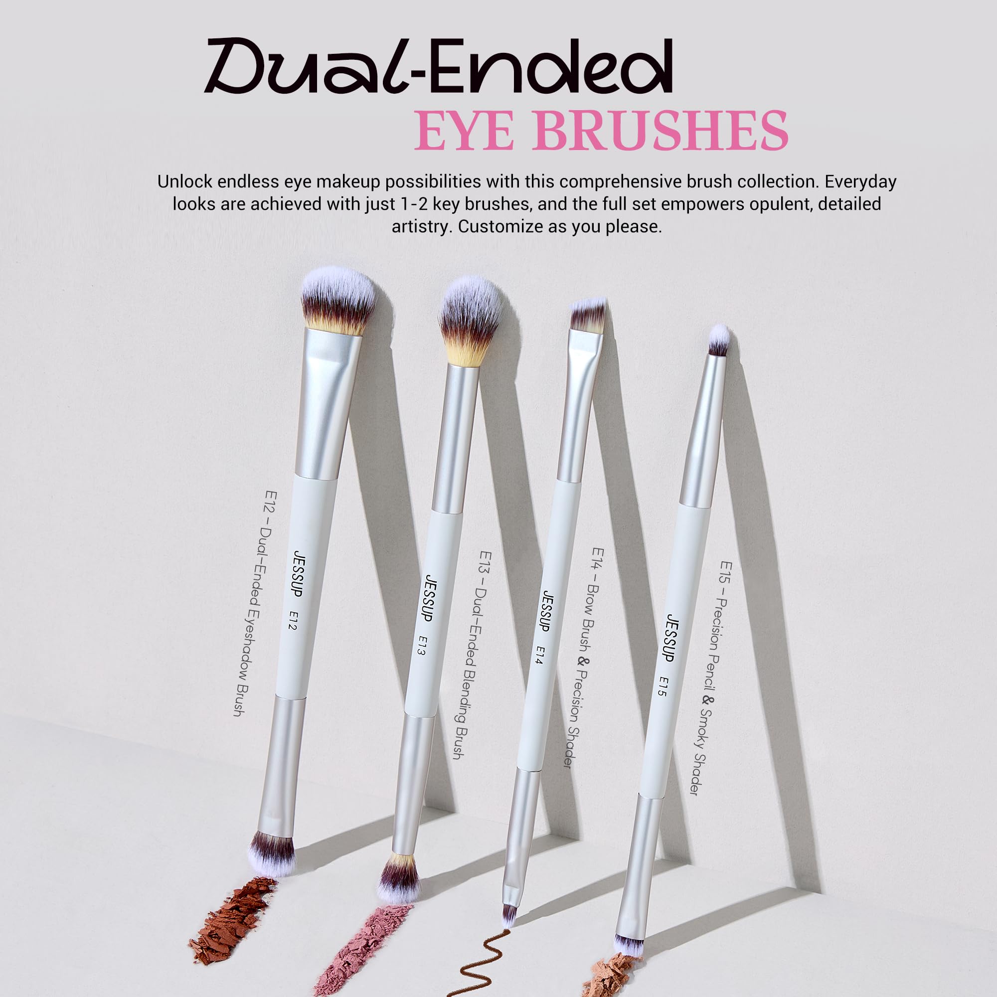 Pinceau Jessup double-face blush et lumière: couleur naturelle et éclat subtil