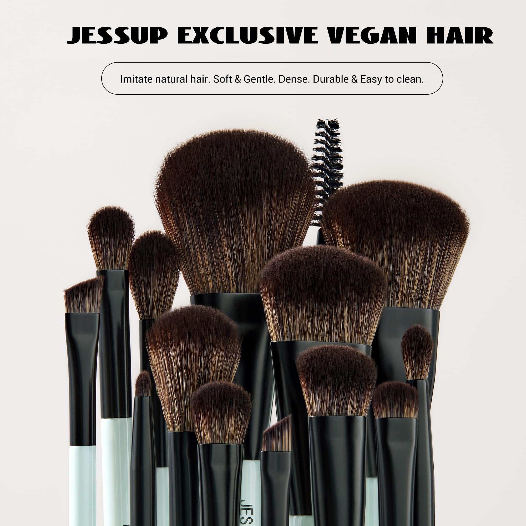 Pinceaux Jessup visage double-face, 2-en-1 pratique.