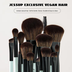 Pinceaux Jessup visage double-face, 2-en-1 pratique.