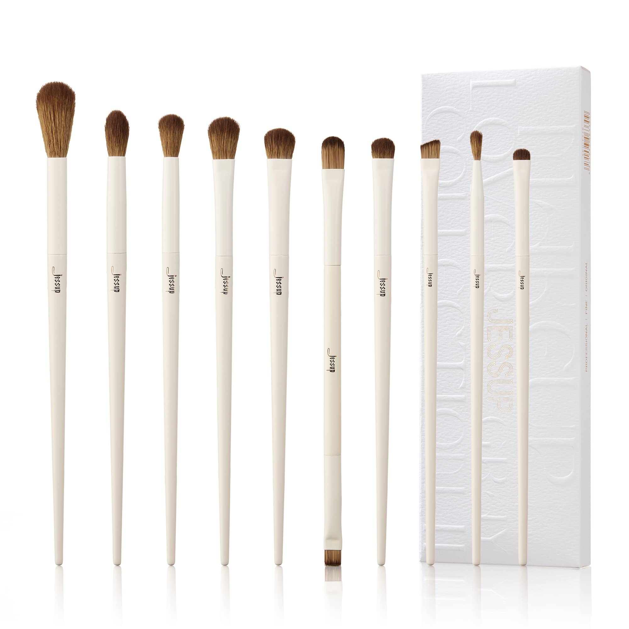 Pinceaux Jessup Yeux Ensemble 10pcs pour maquillage précis et rapide.
