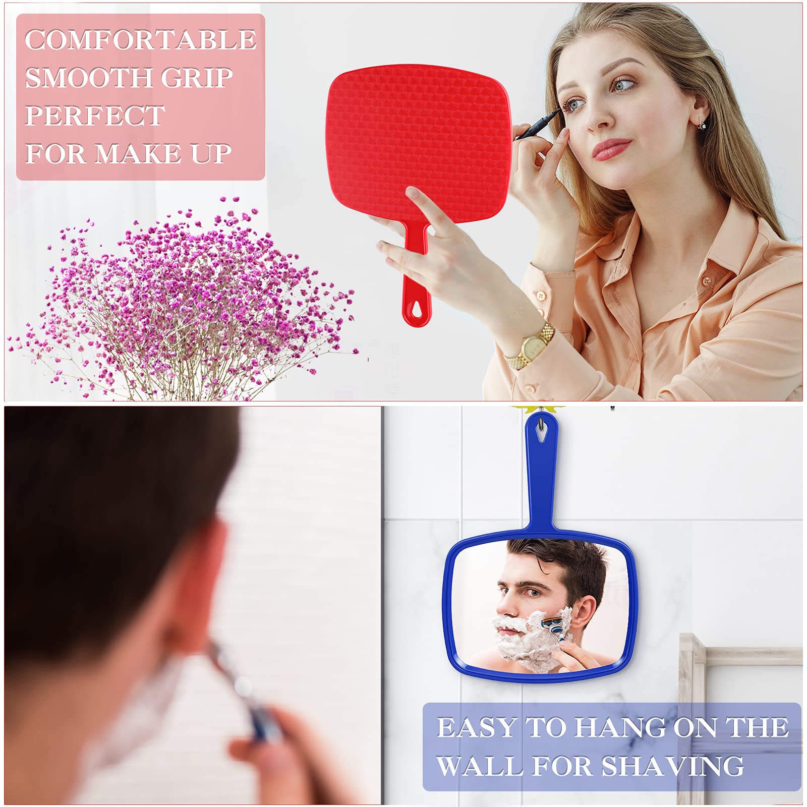 Miroir Jetec à main avec poignée durable et pratique.