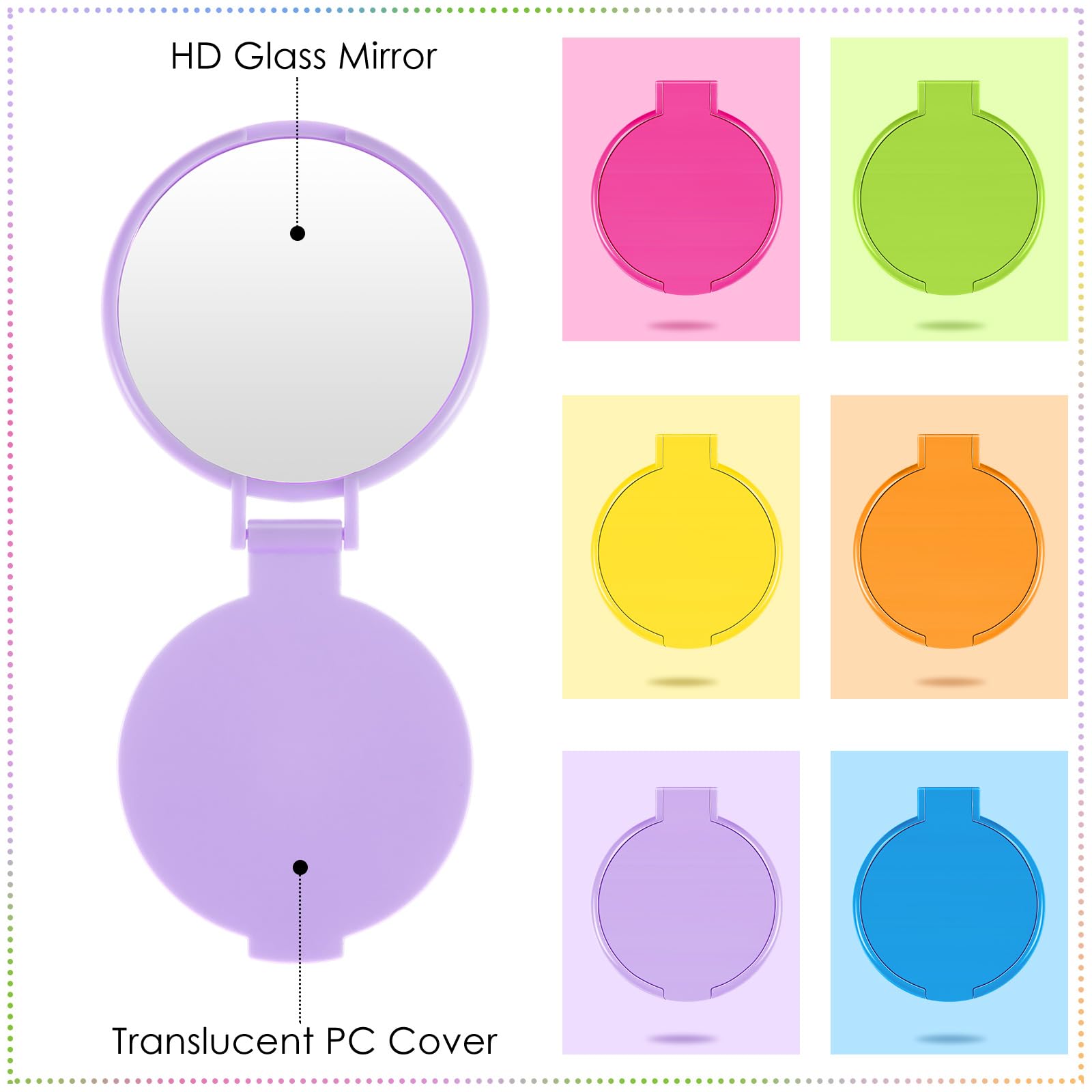 Miroir de poche Jetec bleu clair pour sac et maquillage