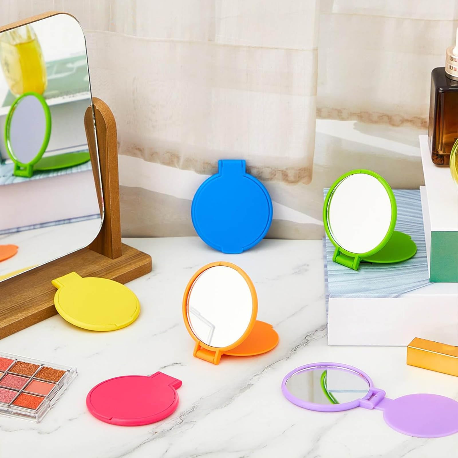 Miroir de poche Jetec rose pale cadeau élégant et pratique