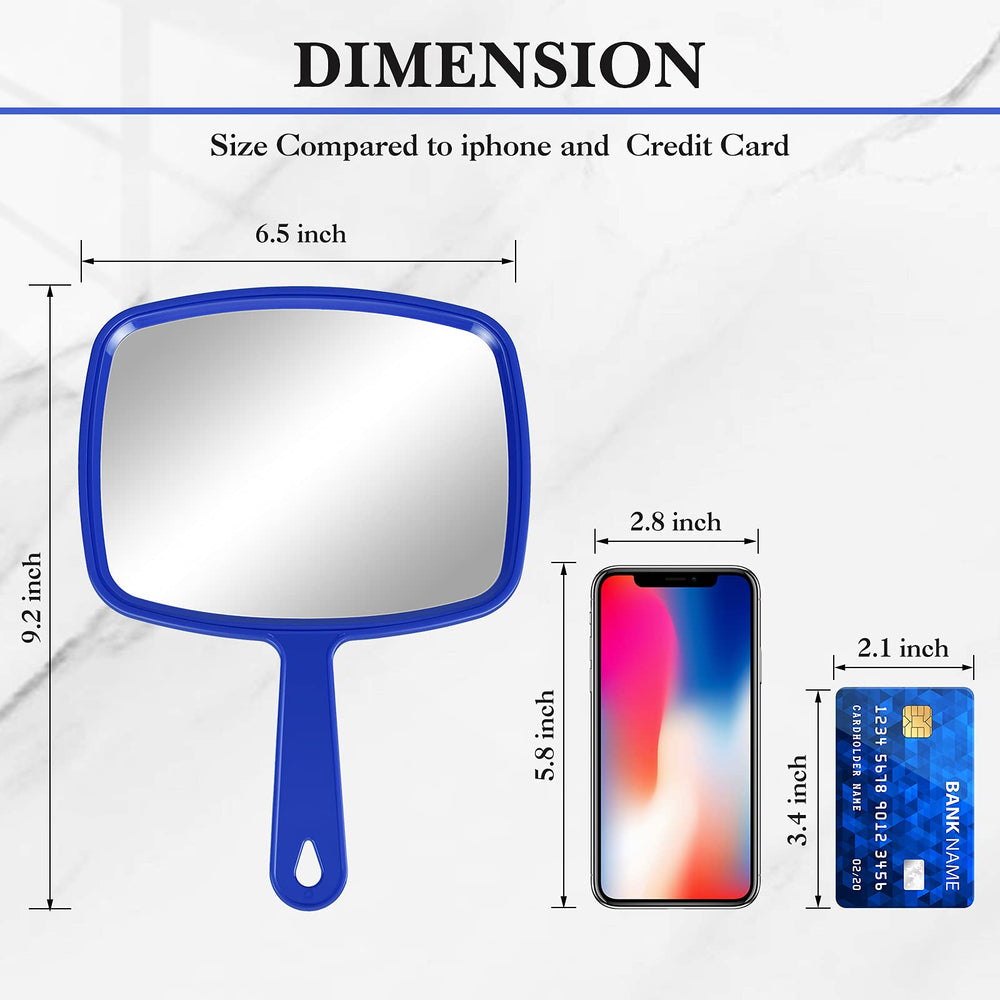 Miroir à main Jetec bleu, surface large pour voir les détails de la peau.
