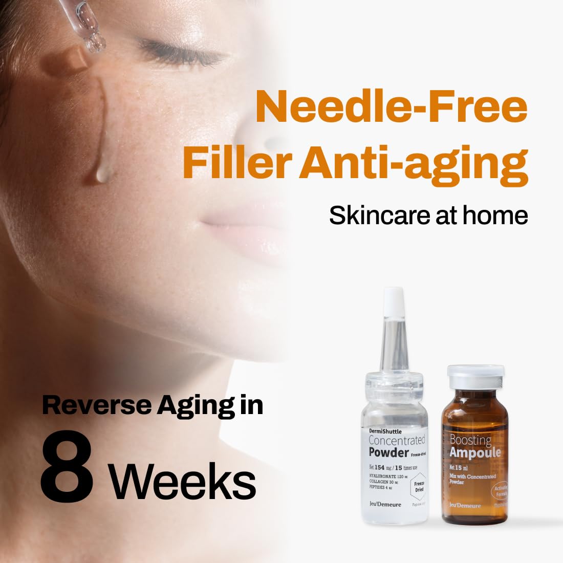 Activation sérum Dermishuttle: poudre et ampoules pour efficacité maximale.