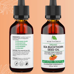 Huile d'argousier Jeune Naturelle – soin cheveux, brillance et renouvellement cellulaire.