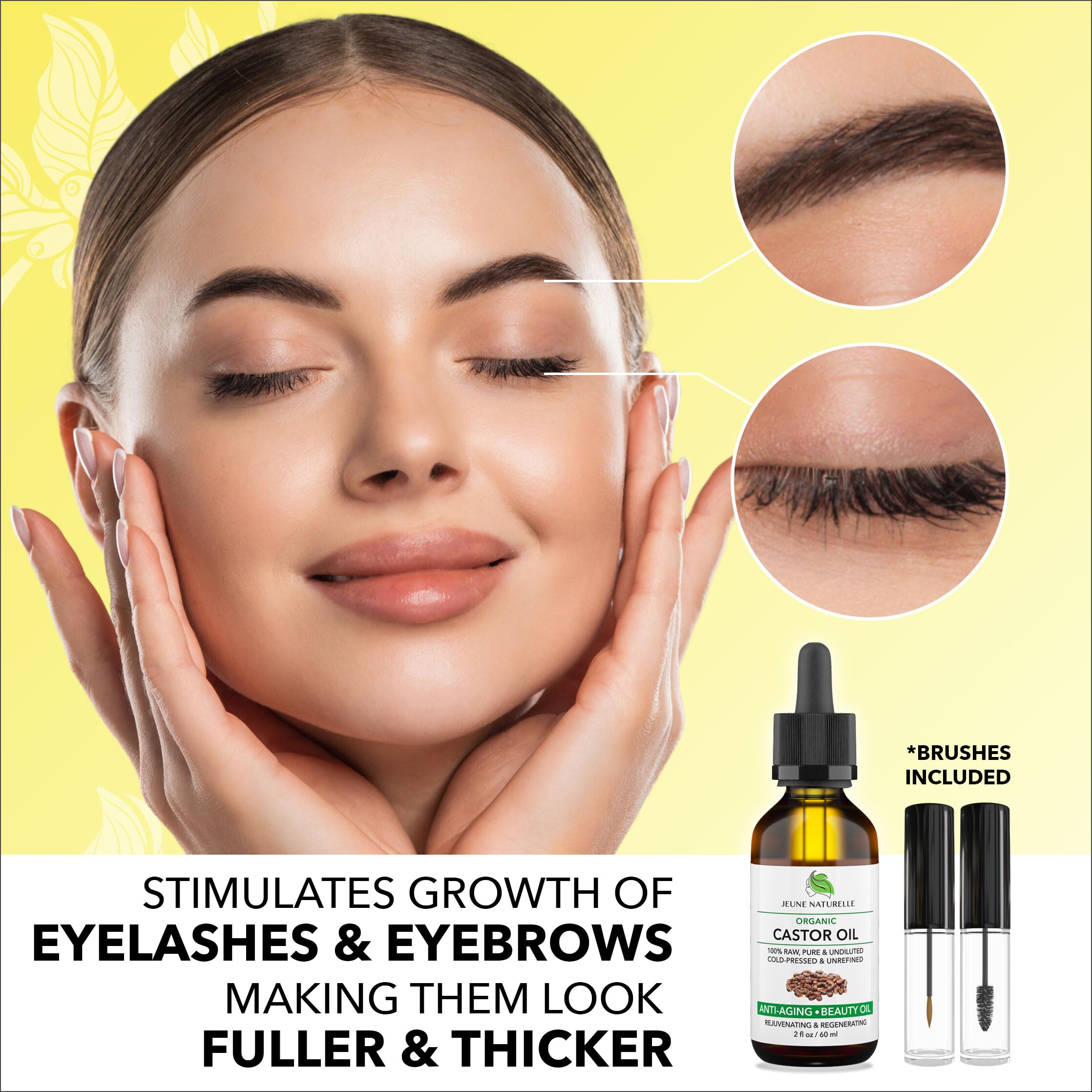 Applicateur cils et sourcils Jeune Naturelle huile de ricin pour sérum.