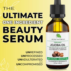 Jeune Naturelle huile jojoba, flacon verre, hydratante pour la peau.