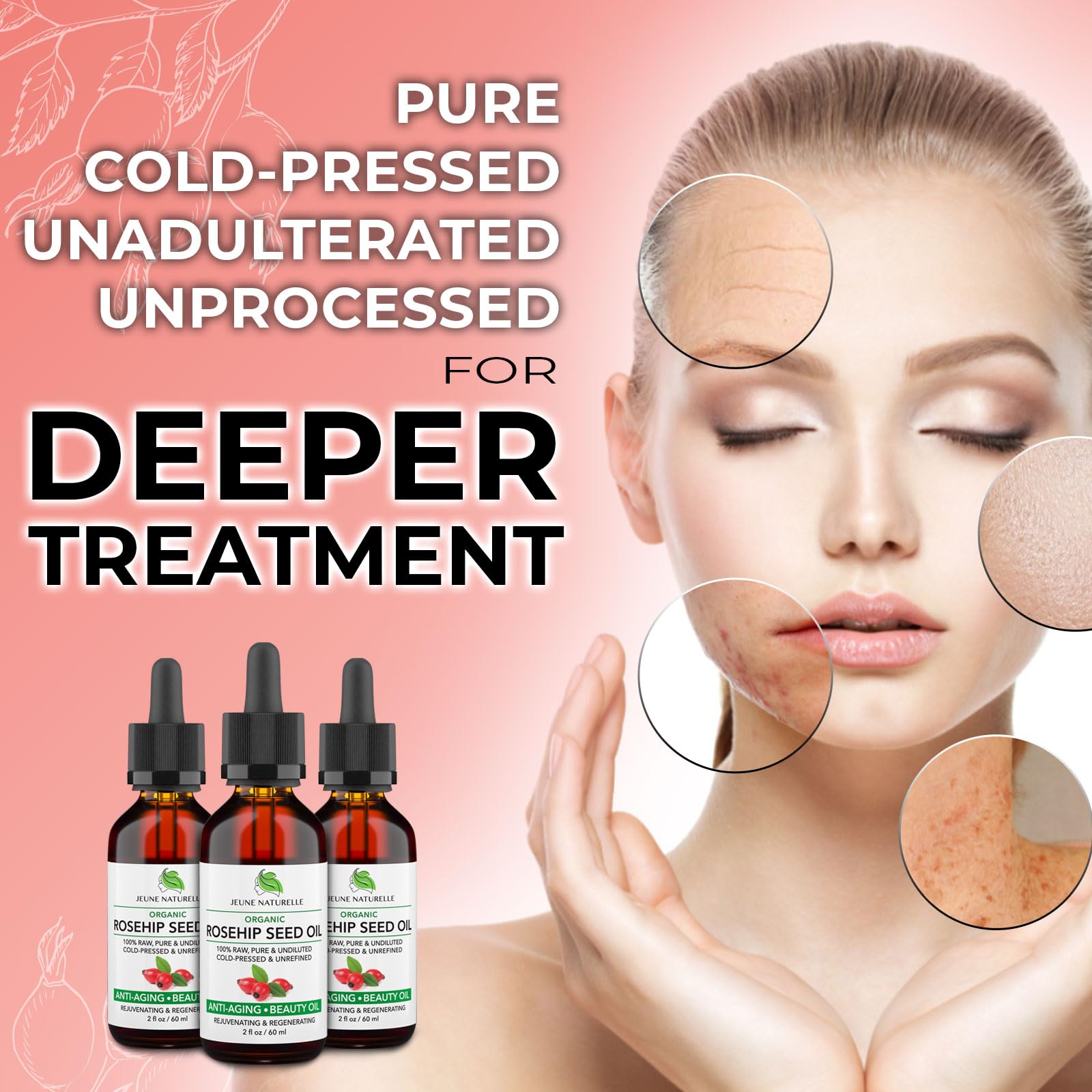Jeune Naturelle huile de rose musquée – pulpe et graines pour pénétration riche.