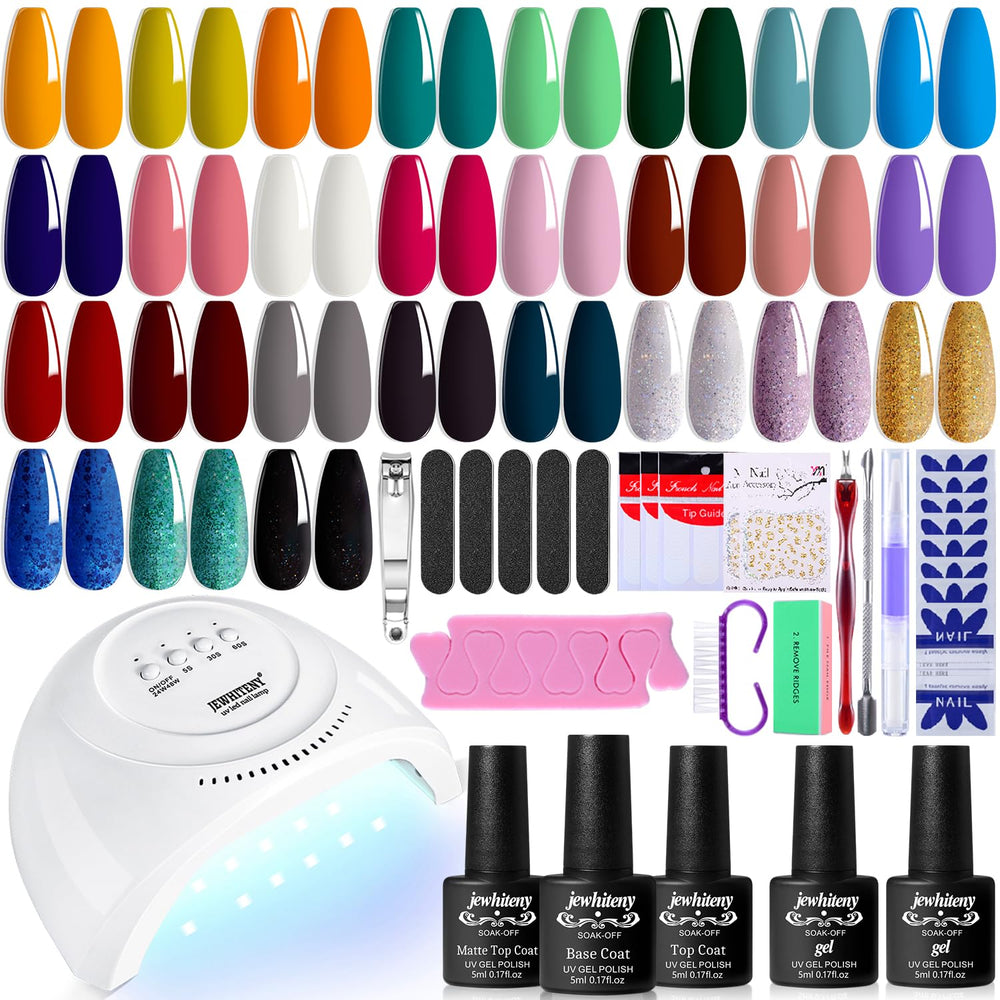 JEWHITENY kit 27 couleurs et lampe UV pour ongles à domicile.