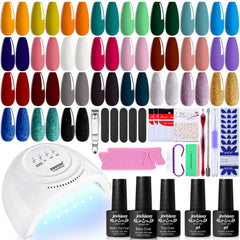 JEWHITENY kit 27 couleurs et lampe UV pour ongles à domicile.