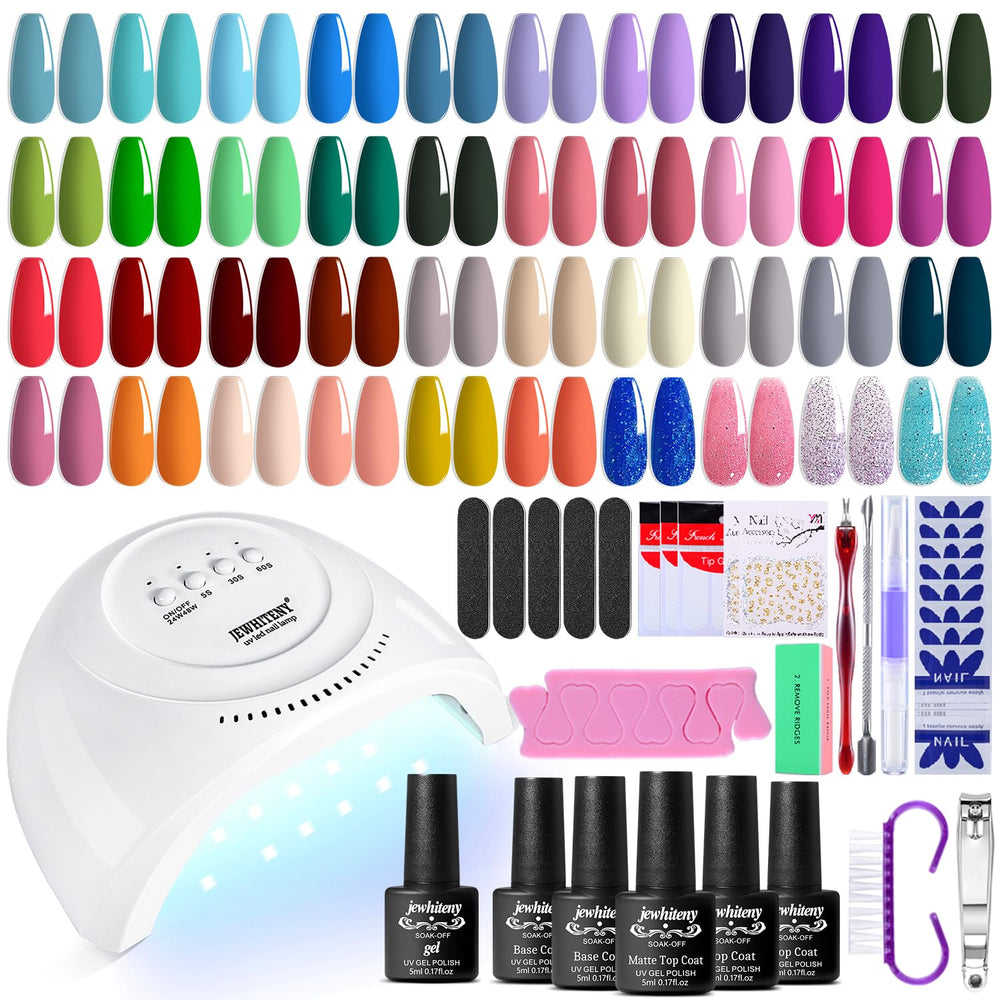 Kit JEWHITENY gel: 40 couleurs, idéal salon et usage à domicile.