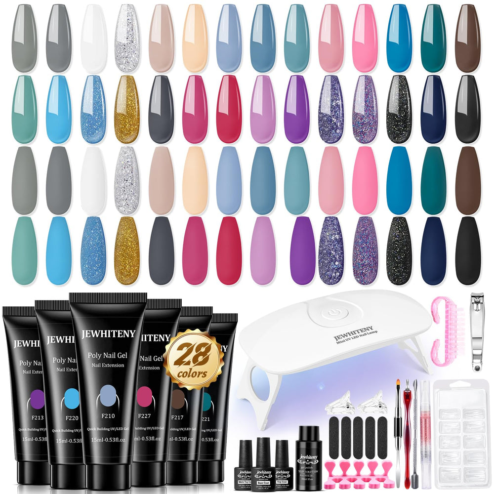 JEWHITENY Poly Gel Kit – lampe et ongles, utilisation maison facile et rapide
