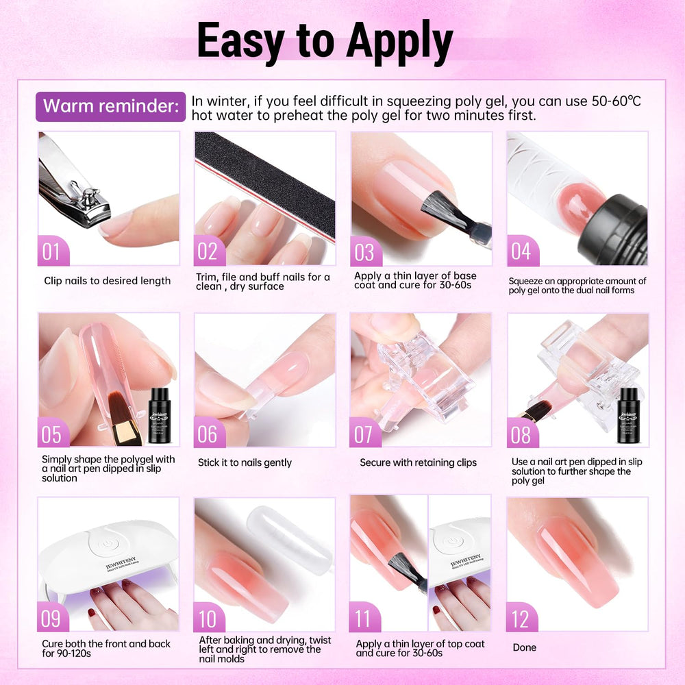 JEWHITENY Poly Gel Kit – outils et accessoires pour designs DIY