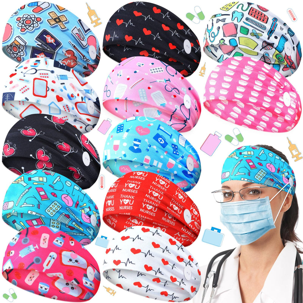 Bandeau Jexine infirmiere, motif elegant, bouton pratique pour un port confortable.