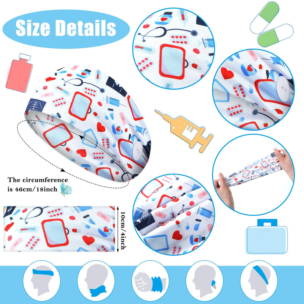 Bandeau Jexine infirmiere, motif floral, approprié pour les longues heures de travail.