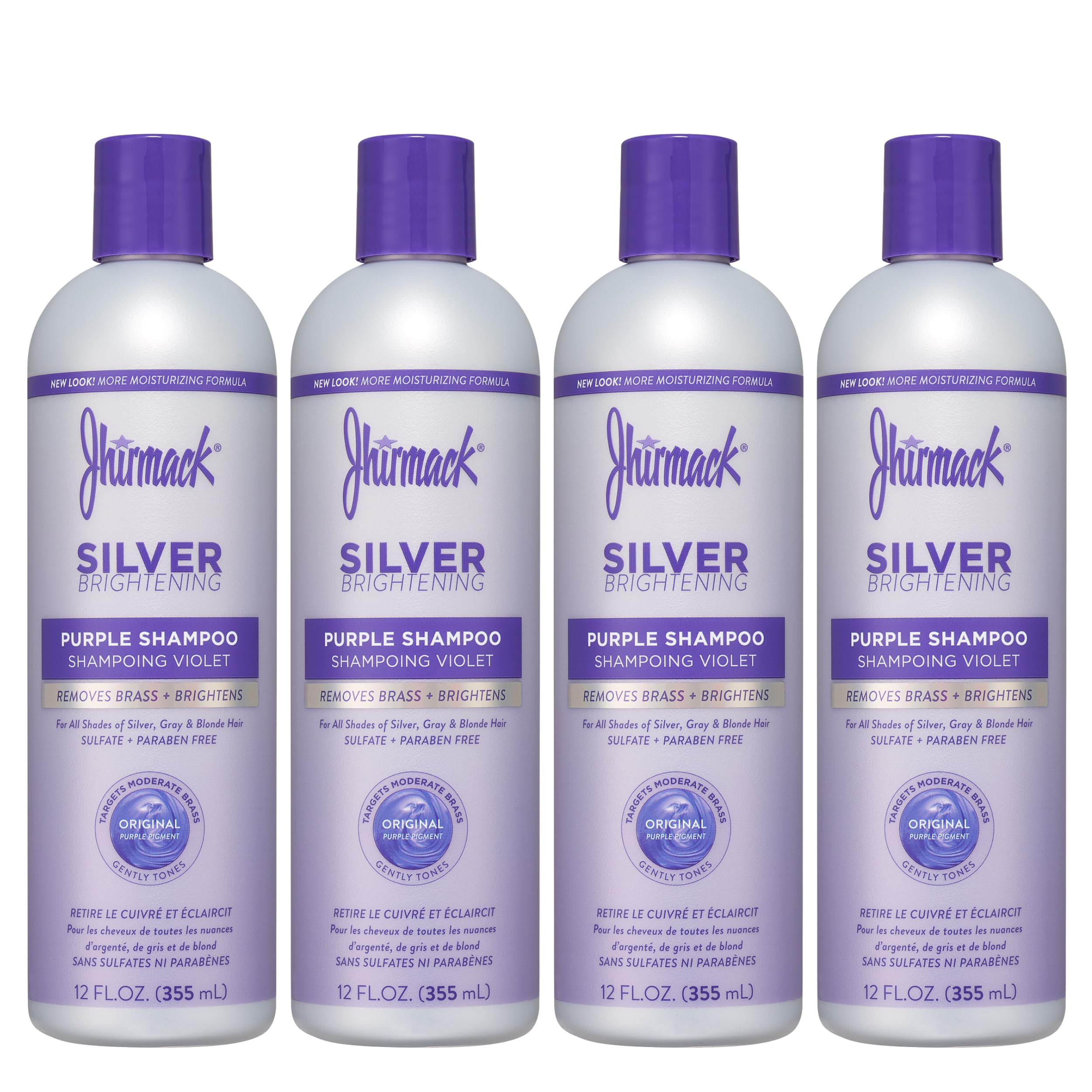 Jhirmack Shampoing violet argent, bouteille montrant le produit pour contrer les reflets jaunis.