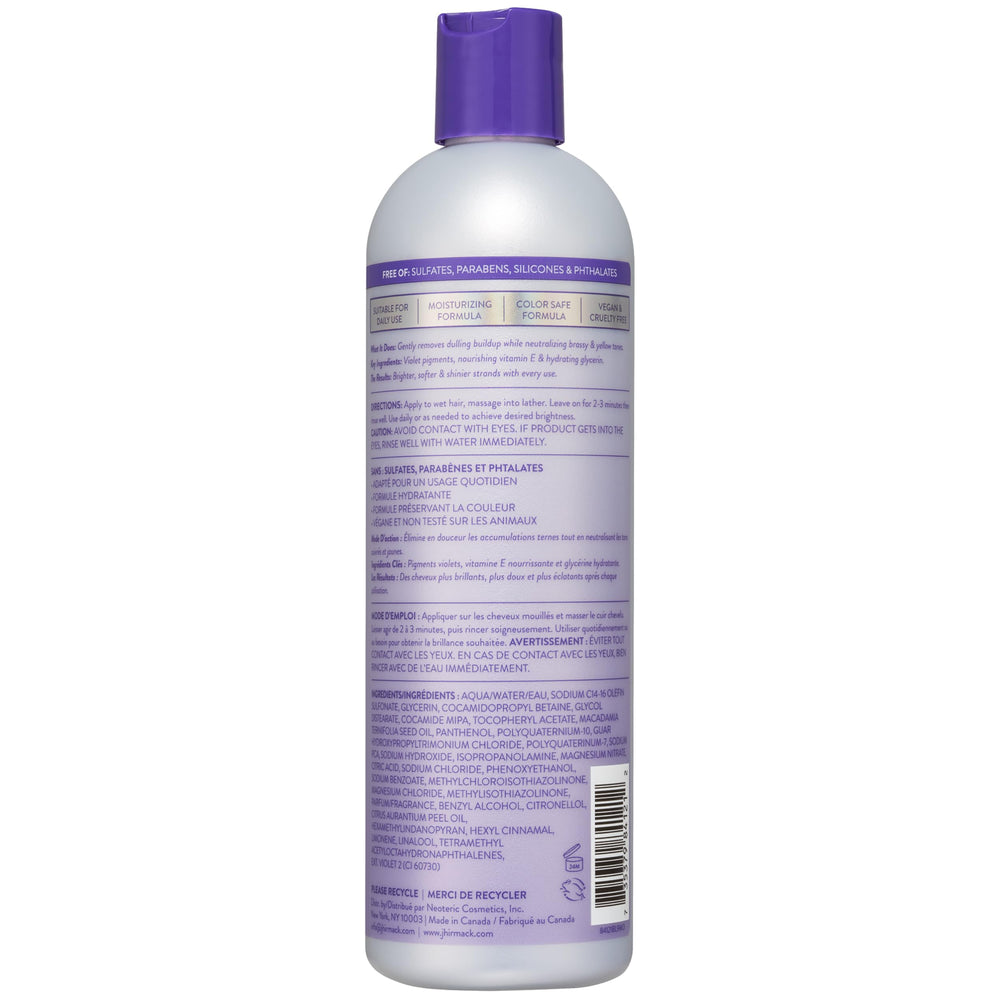 Jhirmack Shampoing violet argent, étiquettes claires facilitant l’identification du soin argent.