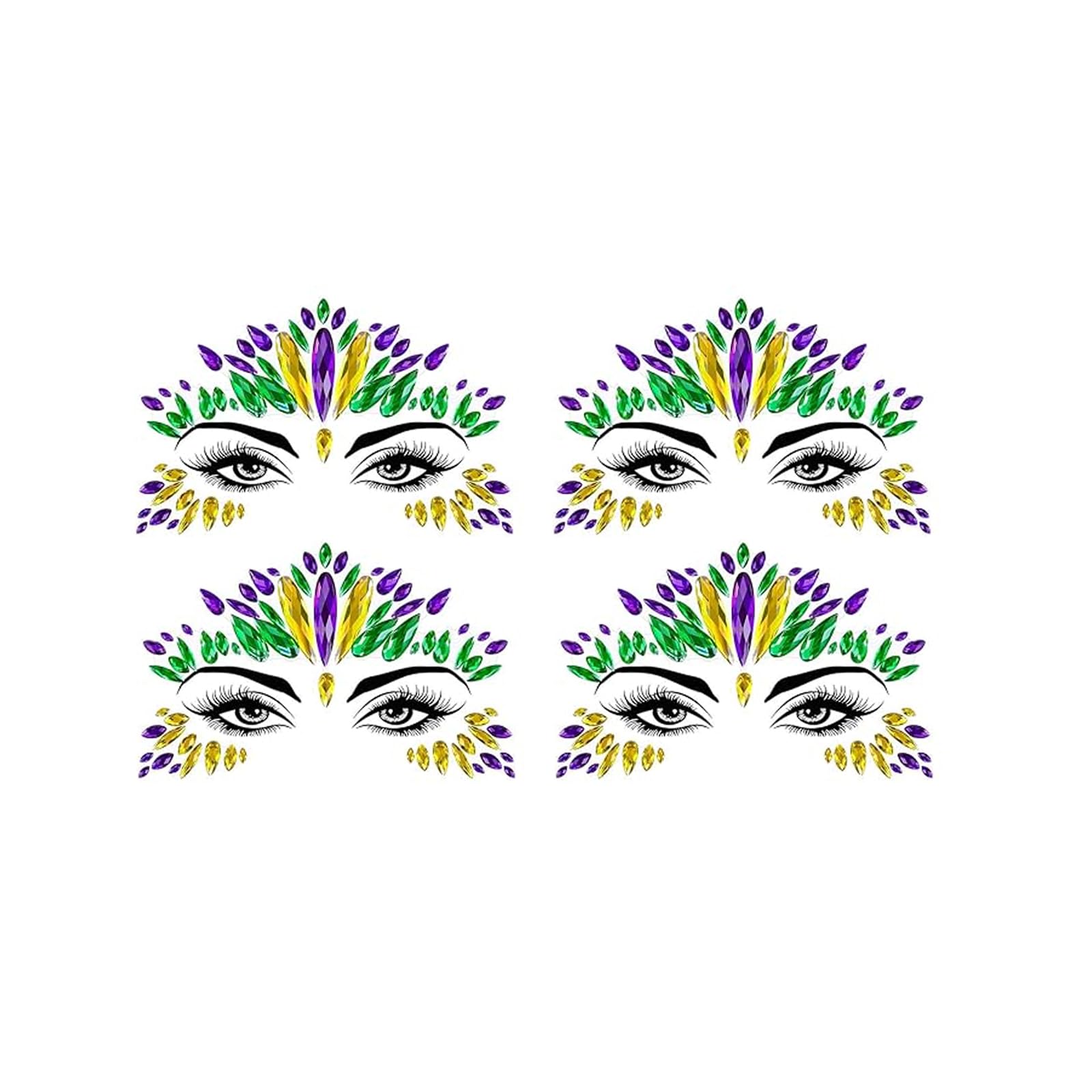 JHJEWH Mardi Gras – bijoux visage, brillance lumineuse lors des mouvements festifs.