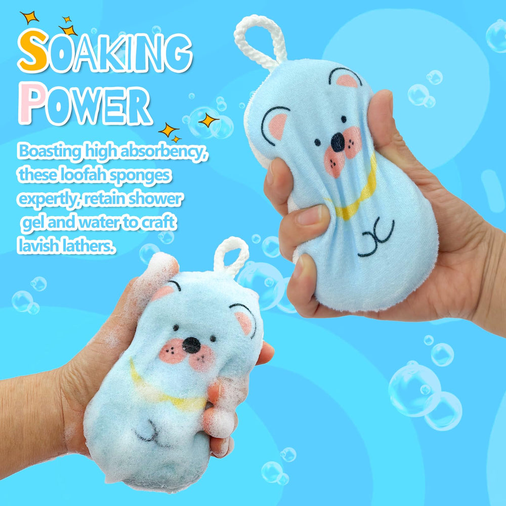 JielileHome éponges de bain enfant, nettoyage efficace avec gel douche.