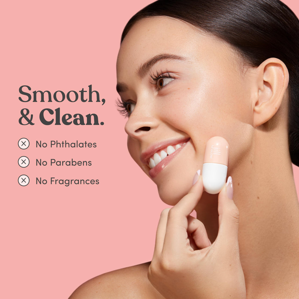 JILL Glow ingrédients Jojoba répare et équilibre la peau.