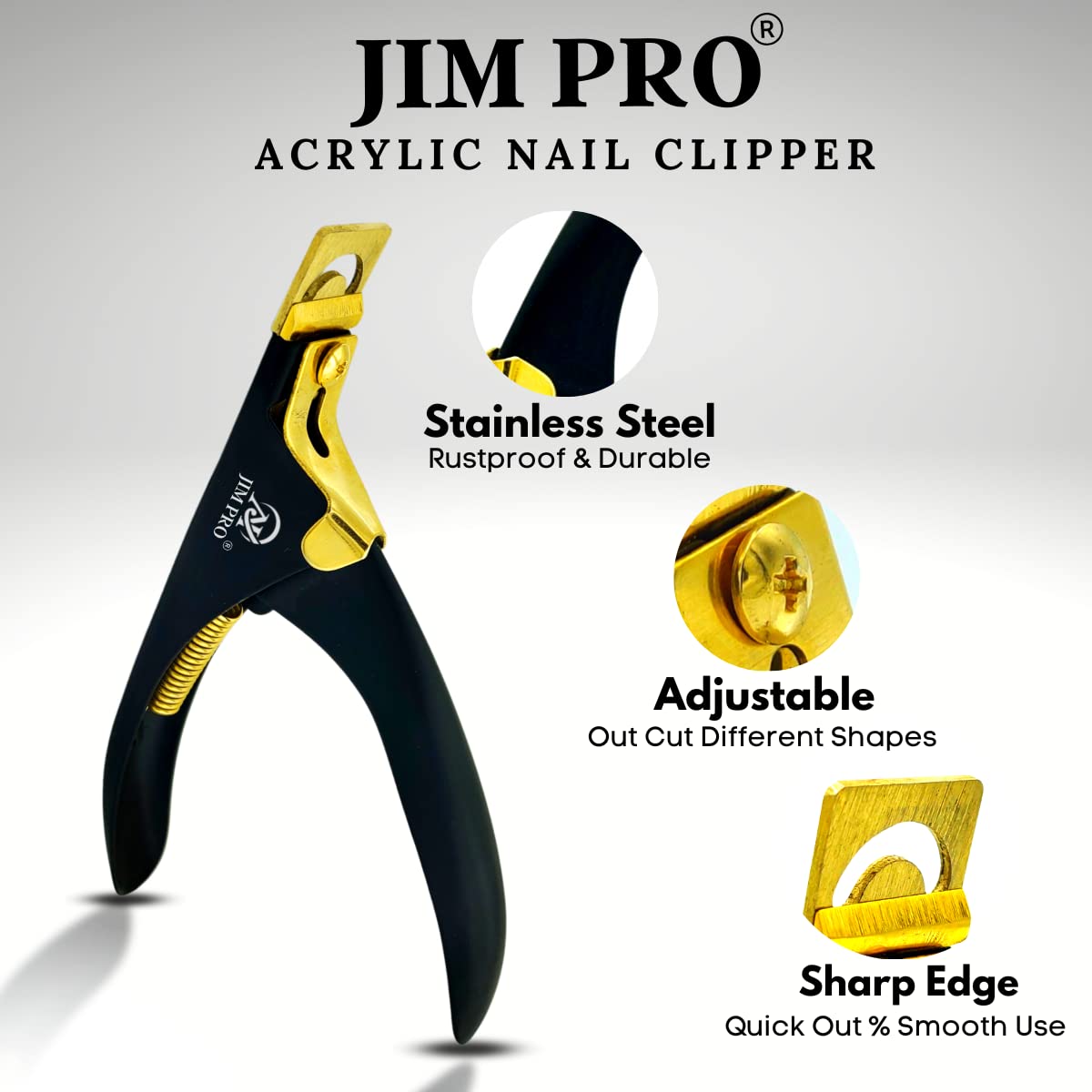 Premier plan du coupe-ongles en acier inoxydable JIM PRO.